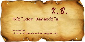 Káldor Barabás névjegykártya